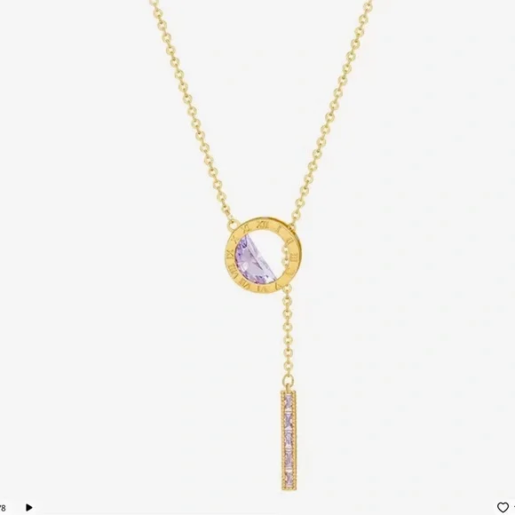🆕 Stunning 18k Amethyst Roman Numeral Engraved Barrel Lariat Necklace NWT - Picture 6 of 14